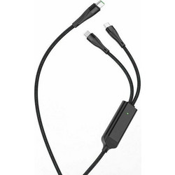 Καλώδιο σύνδεσης Hoco U102 Super 100W 2 σε 1 USB-C σε 2χUSB-C για Γρήγορη Φόρτιση 20V/5A Μαύρο 1.2m