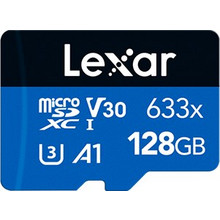 Lexar 633X High Performance microSDXC 128GB Class 10 U3 V30 UHS-I A1 + Adapter
