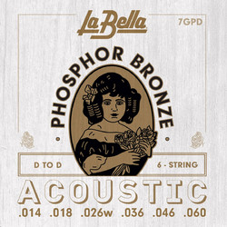 La Bella 7GPD PBronze Tuning Σετ 6 Χορδές Ακουστικής Κιθάρας Phosphor Bronze 14-60" Extra Light Tension