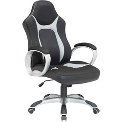 Velco Καρέκλα Gaming Δερματίνης Μαύρη Γκρι 66-23591