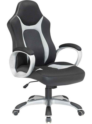 Velco Καρέκλα Gaming Δερματίνης Μαύρη Γκρι 66-23591