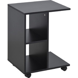 HOMCOM Τραπεζάκι Σαλονιού Σχήμα C με Ροδάκια 45x35x58cm Μαύρο 833-779BK