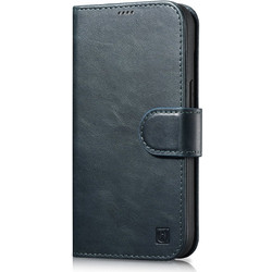 iCarer Oil Wax Wallet Case 2in1 Cover iPhone 14 Plus Anti-RFID Leather Flip Case Blue (WMI14220723-BU)