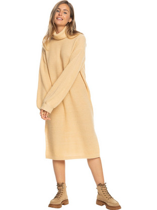 Roxy Tones Midi Καθημερινό Φόρεμα Πλεκτό Μπεζ ERJKD03403-TGB0