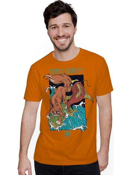 Fox And Fish Japanese Style (Κοντομάνικο Ανδρικό / Unisex) - Orange