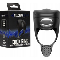 Shots Media Electroshock Cock Ring Ελαστικό Δαχτυλίδι Πέους Σιλικόνης με Δόνηση 3cm Μαύρο