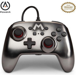 PowerA 1517917-01 Mario Metallic M Wired Controller Switch Silver