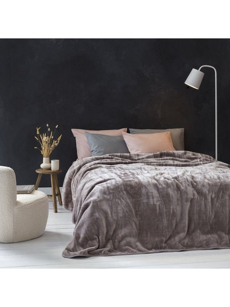 Κουβέρτα Βελουτέ Μονή Coperta Cigar Beige Nima Home Μπεζ 160X220