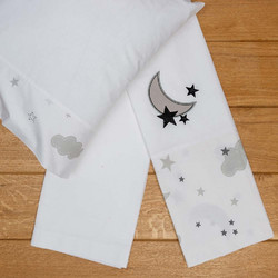 Abo Σετ Βρεφικά Σεντόνια Λίκνου Βαμβακερά 75x100 Moon White/Grey