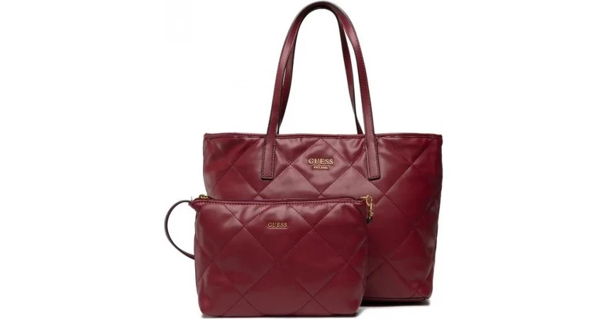Guess Vikky Quilted Shopper Burgundy