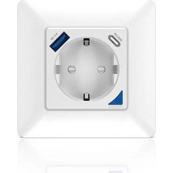 Smart WiFi Πρίζα Τοίχου 16A με Θύρες USB A και USB C
