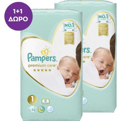 Pampers Premium Care Newborn Πάνες No1 2-5kg 2x52τμχ