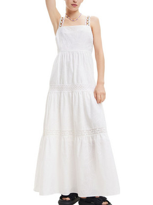 Desigual Karen Midi Καλοκαιρινό Καθημερινό Φόρεμα Λευκό 23SWVW66-1000