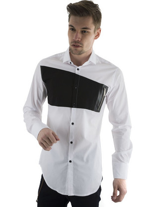 Stefan Ανδρικό Πουκάμισο Βαμβακερό Μακρυμάνικο Slim Fit Λευκό 9035-F/W20