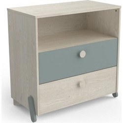 Ilian συρταριέρα με δύο συρτάρια 73x39,6x73,9εκ. Topanga Δρυς / Γκριζοπράσινο