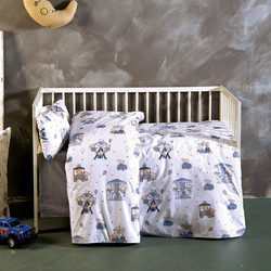 SB Home Luna Park Σετ Βρεφικά Σεντόνια Λίκνου Βαμβακερά 75x110 Blue