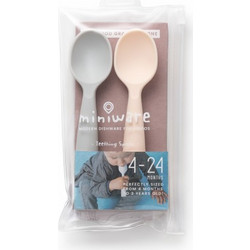 Miniware Des.14 Σετ Βρεφικά Κουτάλια Σιλικόνης 4m+ Ροζ Γκρι 2τμχ