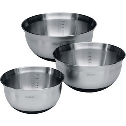 Brabantia 646899 Μπωλ 1L+1.6L+3L, Matt Steel/Black, 3 τμχ