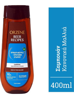Orzene Beer Recipes Κριθάρι Μπύρας + Πρωτεΐνης Σιταριού Φυτικό Σαμπουάν για Επανόρθωση 400ml