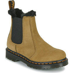 Dr. Martens 2976 Leonore Γυναικεία Μποτάκια Chelsea Suede Μπεζ με Χοντρό Χαμηλό Τακούνι και Γούνα 31357538