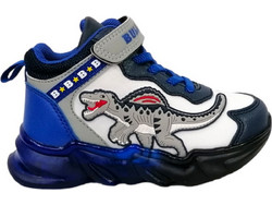 Bull Boys Παιδικά Sneakers Μποτάκια με Φωτάκια Λευκά Navy Μπλε DNAL3390-AAH3