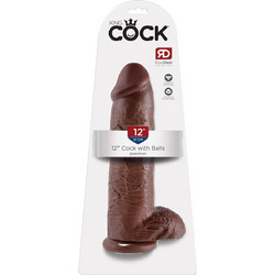 Pipedream King Cock 12" Ρεαλιστικό Dildo με Βεντούζα & Όρχεις 30cm Καφέ