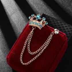 Χρυσαφί Καρφίτσα Πέτου Crown με Τιρκουάζ Κρύσταλλο