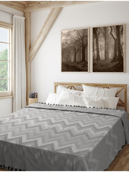 Κουβέρτα Πικέ Ζακάρ GOLWE GREY Βαμβάκι 220 x 240 εκ. MADI - 2.20x2.40