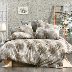 Dimcol Σετ Σεντόνια Υπέρδιπλα Βαμβακερά 220x240 Forest 311 Beige
