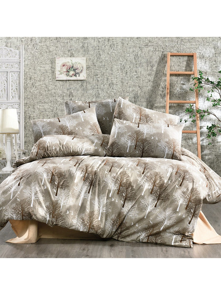 Dimcol Σετ Σεντόνια Υπέρδιπλα Βαμβακερά 220x240 Forest 311 Beige