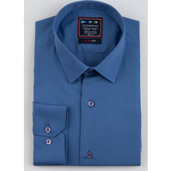 POLIGIANNI-DOMINO Πουκάμισο Slim Fit 20502-8 ΣΙΕΛ ΣΚΟΥΡΟ