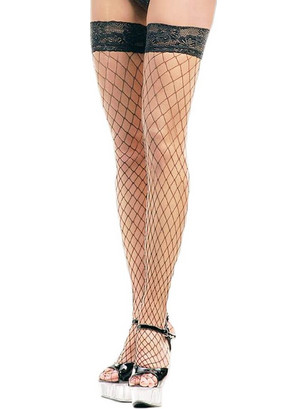 Κάλτσες με μεγάλο δίχτυ -Fishnet Stockings with Stretch Lace Top SFT5520