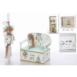 Bellissimo Σετ Βάπτισης με Παγκάκι για Αγόρι Indians Dreamcatcher ΣΚΒ-1031