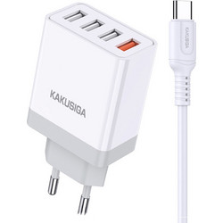 KAKU KSC-913 Φορτιστής με Καλώδιο USB-C με 4 Θύρες USB-A 18W Quick Charge 3.0 White
