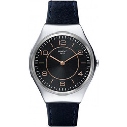 Swatch Skincounter Γυναικείο Ρολόι με Μπλε Δερμάτινο Λουράκι SYXS110