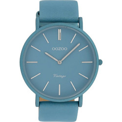 Oozoo Ανδρικό Ρολόι με Μπλε Δερμάτινο Λουράκι C9878