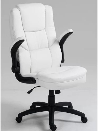 Καρέκλα Γραφείου Διευθυντική Δερματίνης με ρυθμιζόμενο προσκέφαλο και κινούμενα μπράτσα 118-126x71x68cm λευκή
