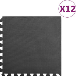 vidaXL Δάπεδα Προστασίας 12 τεμ. Μαύρα 4,32 μ από Αφρώδες Υλικό EVA 92462