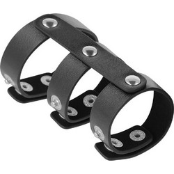 Darkness Adjustable Leather Double Penis & Testicles Ring Ρυθμιζόμενα Δαχτυλίδι Πέους & Όρχεων Μαύρο