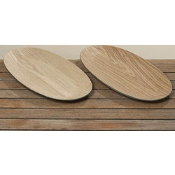 Bonsai Home Πιατέλα Οβάλ Ξύλινη 42x20x2 cm Φυσικό