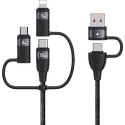 Καλώδιο USB/USB-C σε 3 in 1 USAMS US-SJ646, PD 100W, 2m, μαύρο