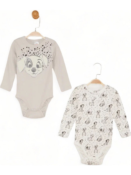 Κορμάκια Βρεφικά Cimpa με μακρύ μανίκι Dalmatians της Disney DL21435-Γκρι Μελανζέ