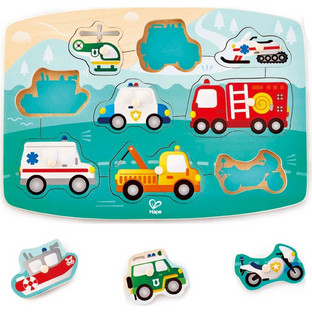 Παιδικό Puzzle Hape Ξύλινο Οχήματα Emergency Peg 9 Κομμάτια