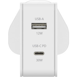 Joby Φορτιστής Χωρίς Καλώδιο με Θύρα USB-A & USB-C 42W Power Delivery White JB01806-BWW