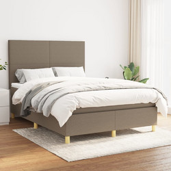 vidaXL Κρεβάτι Boxspring με Στρώμα Υφασμάτινο Taupe 140x190cm 3142173