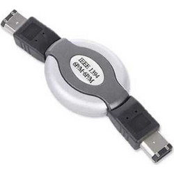 CABLEXPERT COMPACT RETRACTABLE FIREWIRE (IEEE 1394 STANDARD) CABLE 6PM TO 6PM GOLD PLATTED CONNECTOR