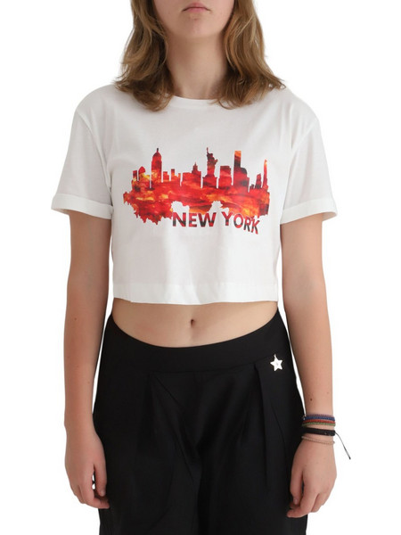 Μπλούζα Κοντομάνικη Kendal + Kylie Turrnup Cropped KKW3914209-OFF WHITE Γυναικείο