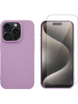Redshield iPhone 15 Pro Silicone Case & Glass Purple Θήκη Κινητού & Προστατευτικό Οθόνης