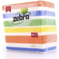 Χαρτοπετσέτες Easy Open 33x33εκ. 60 Φύλλα Πολύχρωμες ZEBRA (303824)
