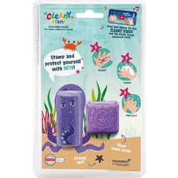 Cleany Stamp OCTO - Σφραγιδάκι και Σαπουνάκι Καθαρισμού (Μαθαίνουν τα παιδιά την φιλοσοφία του καθαρισμού των χεριών) Χρώμα Μωβ